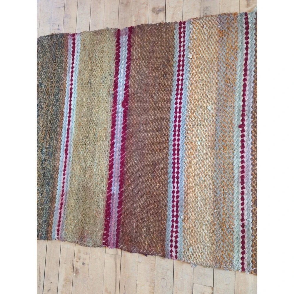 Antique Imported Swedish Hand Made Rag Rug Runner (31